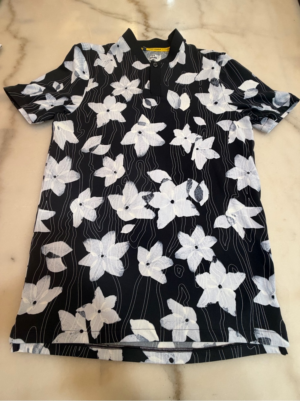 Under Armour Black Polo with White Floral Print